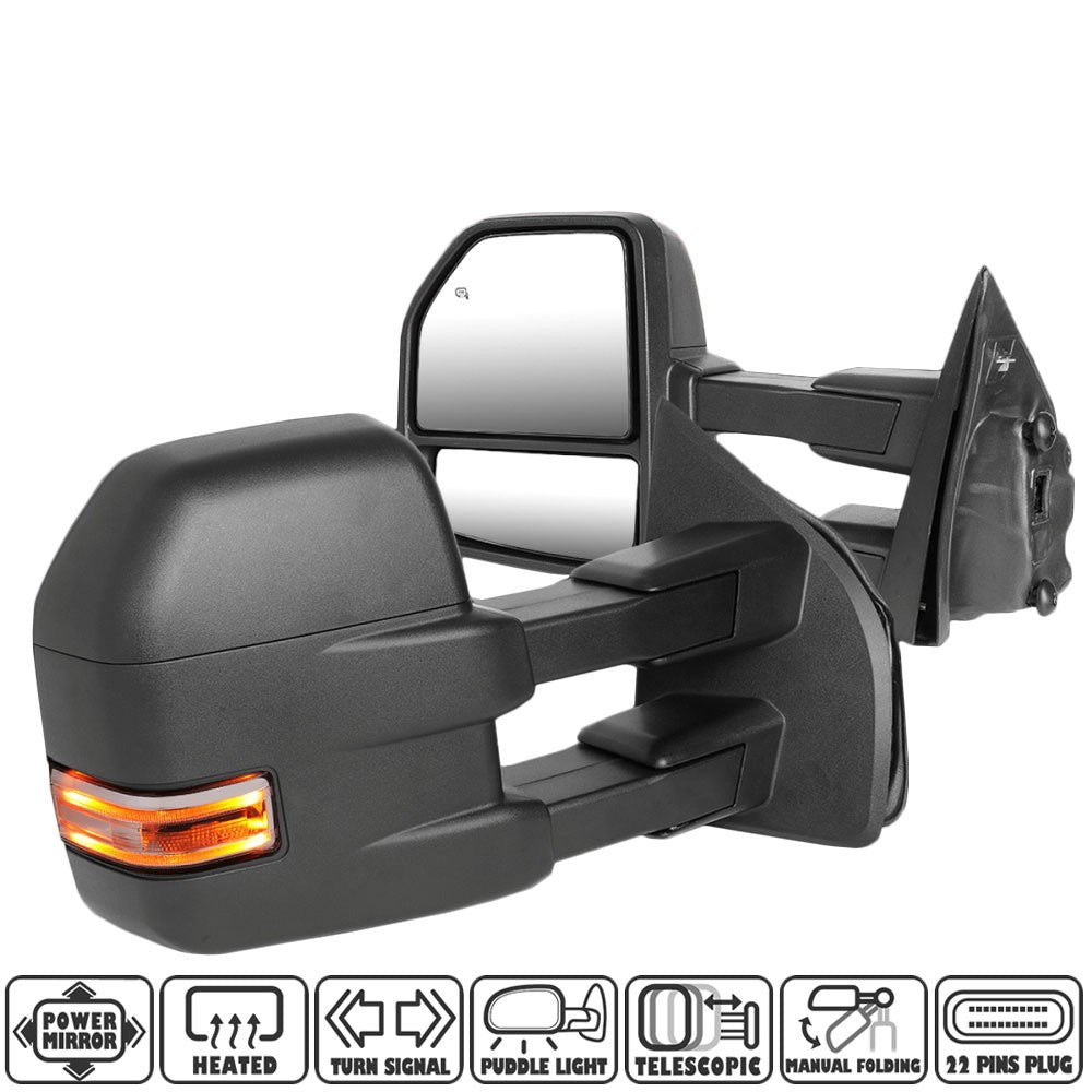 Signal/Puddle Light Manual Side View Mirror Assembly 15-18 F-150 P552 BFC-SVMIR-058-T888-BK-CL