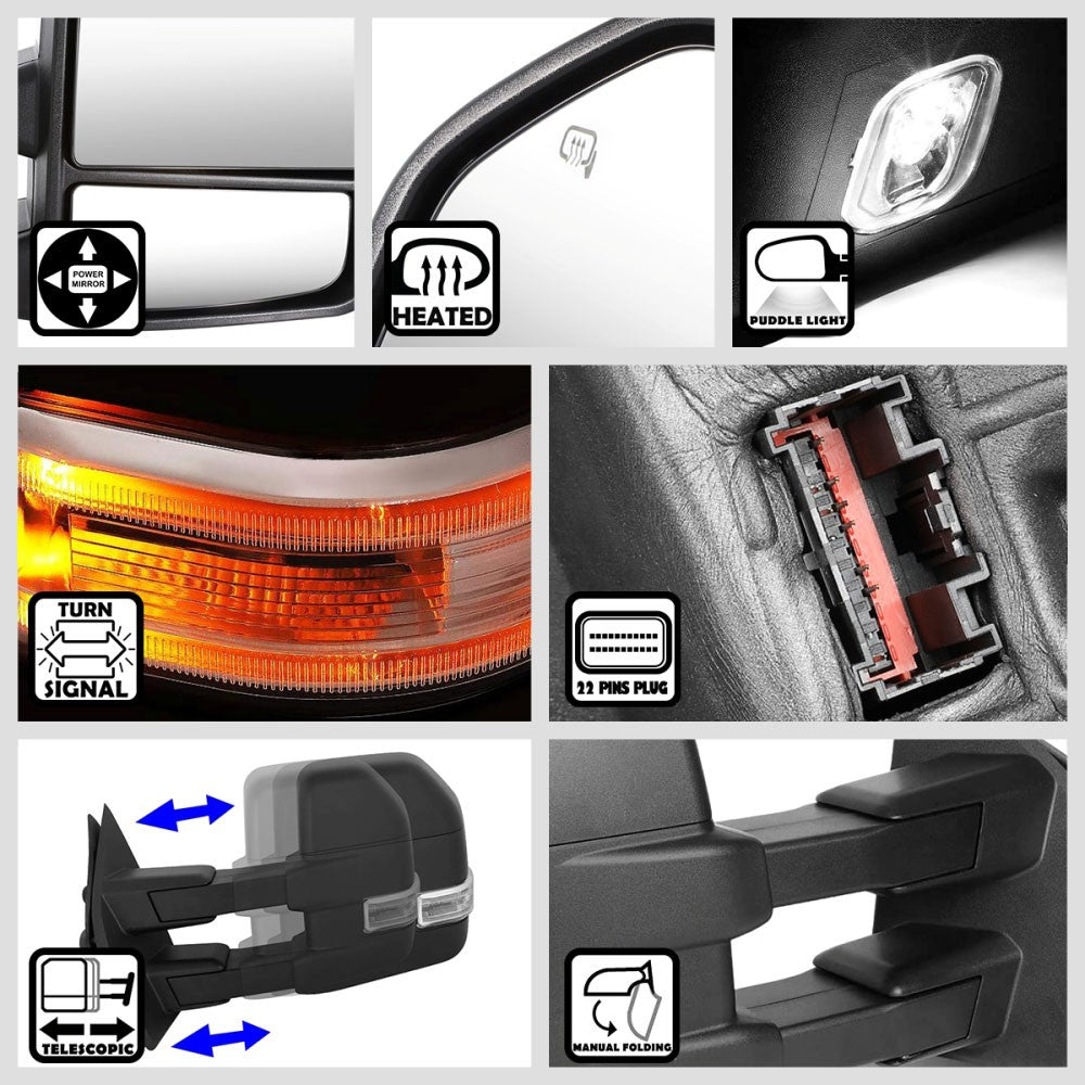 Signal/Puddle Light Manual Side View Mirror Assembly 15-18 F-150 P552 BFC-SVMIR-058-T888-BK-CL