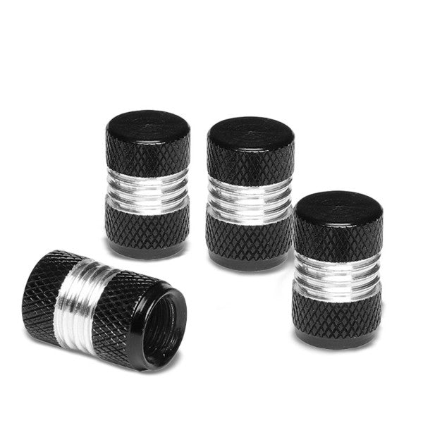 4X Black/Silver Aluminum Tire Rim Valve Wheel Air Port Dust Cover Stem Caps RT024 Set-Accessories-BuildFastCar