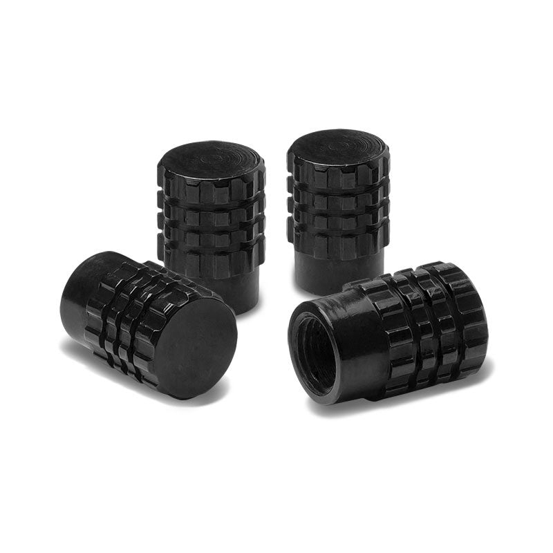 Black Aluminum Metal Tire/Rim Valve Air Port Dust Cover Stems Cap/Caps RT046 Set-Accessories-BuildFastCar
