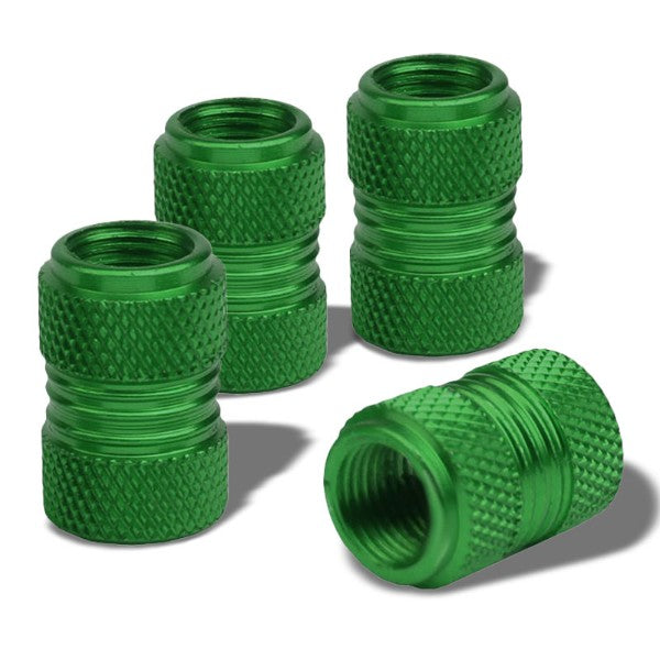 4X Green Aluminum 17mm Knurled Tire Rim Valve Wheel Air Port Dust Cover Caps-Accessories-BuildFastCar