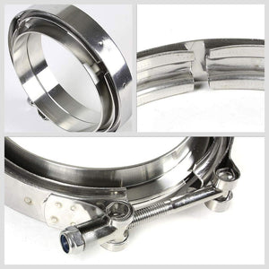 2.50" 63mm Zinc Coat V-Band Clamp+Flange for Turbo Downpipe Intercooler Exhaust-Performance-BuildFastCar