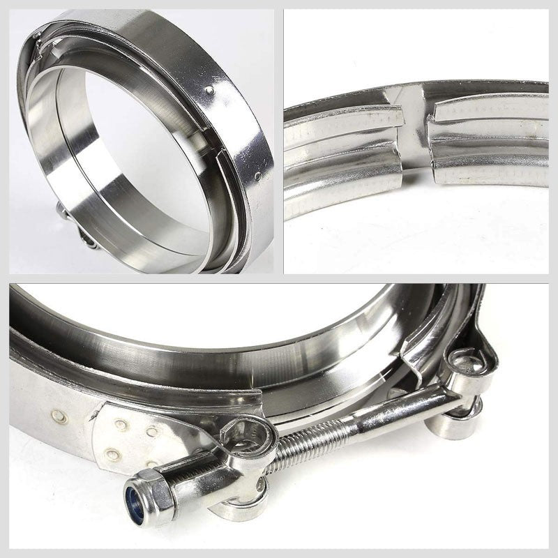 4.50" 114mm Zinc Coat V-Band Clamp+Flange for Turbo Downpipe Intercooler Exhaust-Performance-BuildFastCar