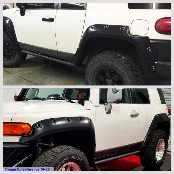Black Smooth Pocket-Riveted Wheel Fender Flare Guard For 07-14 Toyota FJ Cruiser-Exterior-BuildFastCar