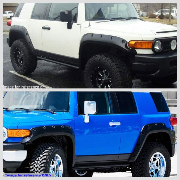 Black Smooth Pocket-Riveted Wheel Fender Flare Guard For 07-14 Toyota FJ Cruiser-Exterior-BuildFastCar
