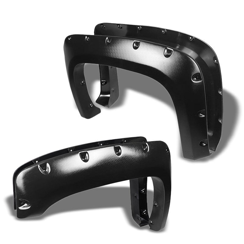 Matte Black Pocket-Rivet Wheel Fender Flares For 07-13 Chevy Silverado 97.6" Bed-Exterior-BuildFastCar