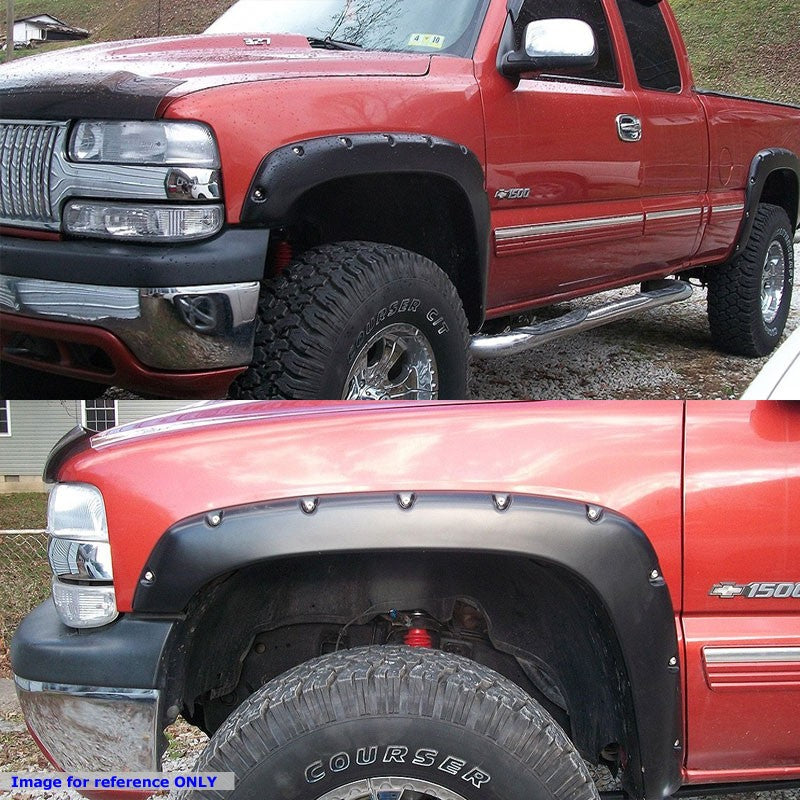 Matte Black Pocket-Rivet Wheel Fender Flares For 07-13 Chevy Silverado 97.6" Bed-Exterior-BuildFastCar