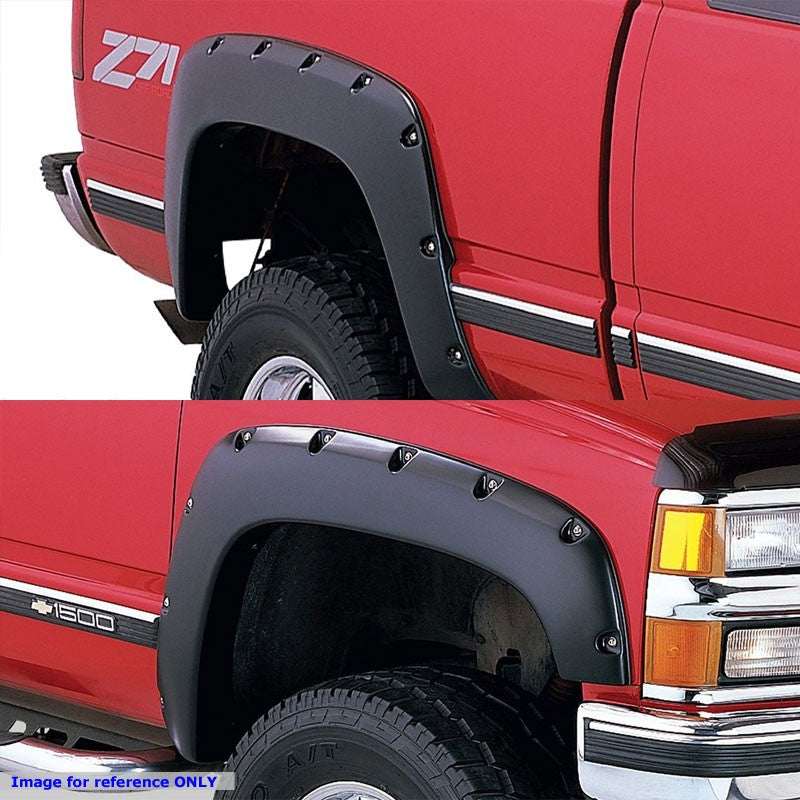 Matte Black Pocket-Rivet Wheel Fender Flares For 07-13 Chevy Silverado 97.6" Bed-Exterior-BuildFastCar
