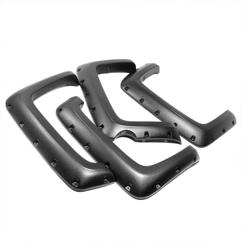 Matte Black ABS Pocket-Riveted T1 Wheel Fender Flares For 14-18 Silverado 1500-Exterior-BuildFastCar