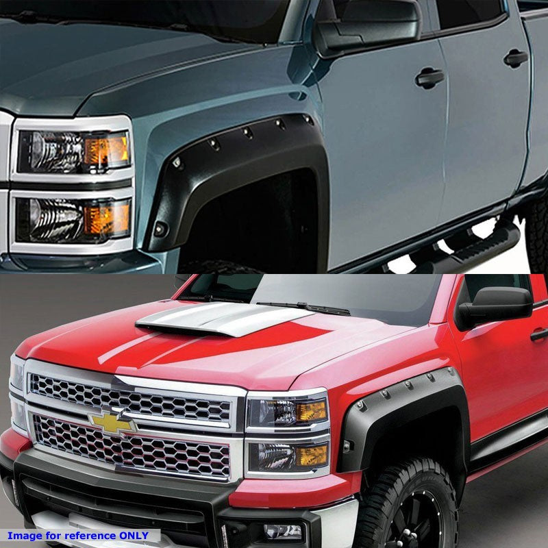 Matte Black ABS Pocket-Riveted T1 Wheel Fender Flares For 14-18 Silverado 1500-Exterior-BuildFastCar