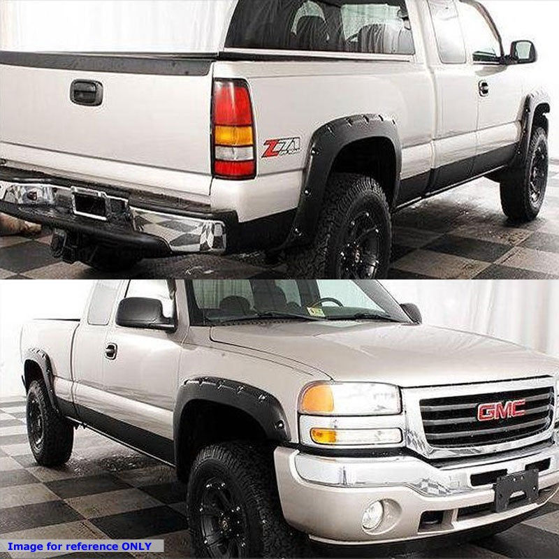 M.Black Pocket-Rivet Wheel Fender Flare For 99-02 Silverado 1500 78.7"/97.6" Bed-Exterior-BuildFastCar