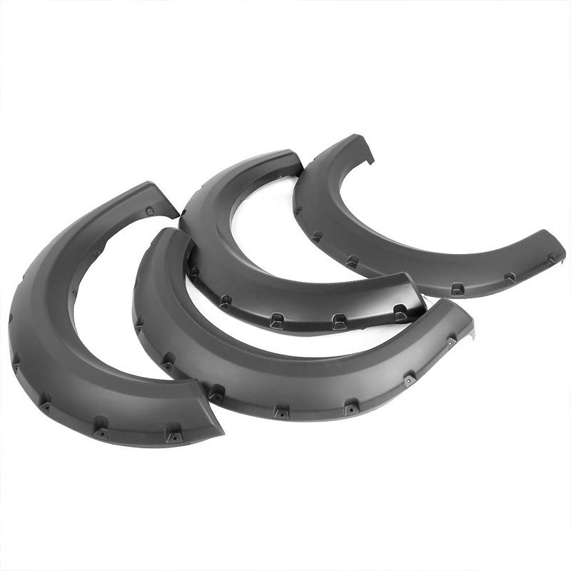 Black ABS Pocket-Riveted1.5" Coverage Wheel Fender Flares Guard For 09-14 F-150-Exterior-BuildFastCar