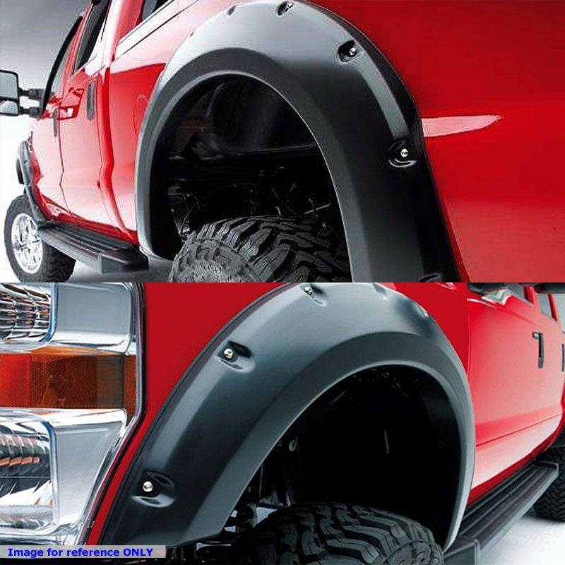 Black ABS Pocket-Riveted1.5" Coverage Wheel Fender Flares Guard For 09-14 F-150-Exterior-BuildFastCar