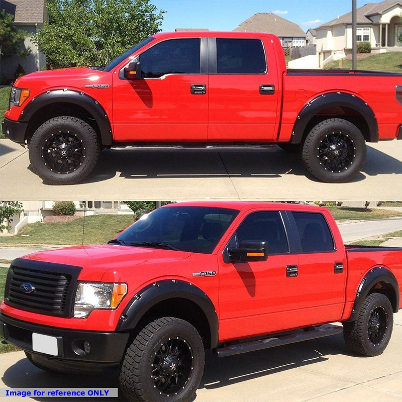 Black ABS Pocket-Riveted1.5" Coverage Wheel Fender Flares Guard For 09-14 F-150-Exterior-BuildFastCar