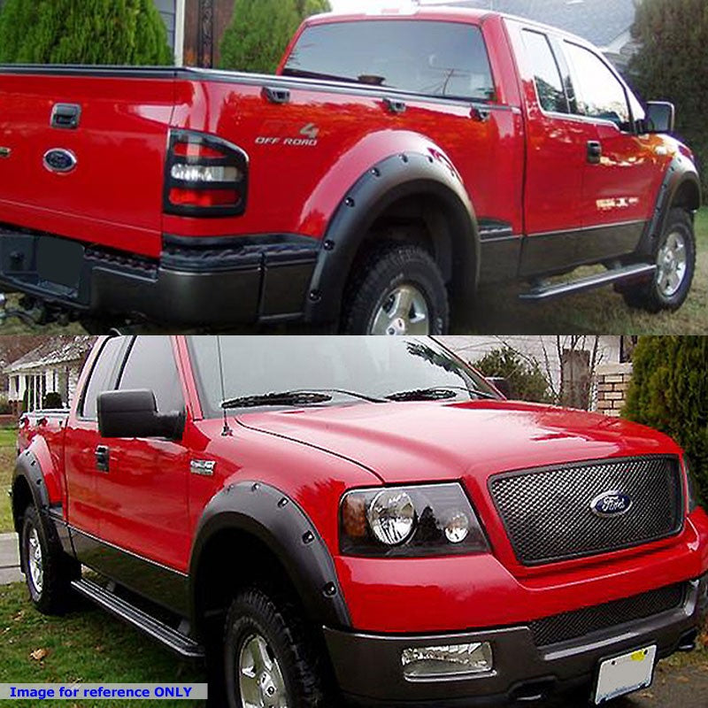Matte Black Pocket Rivet T2 Wheel Fender Flares For 99-03 F-150 Styleside Bed-Exterior-BuildFastCar