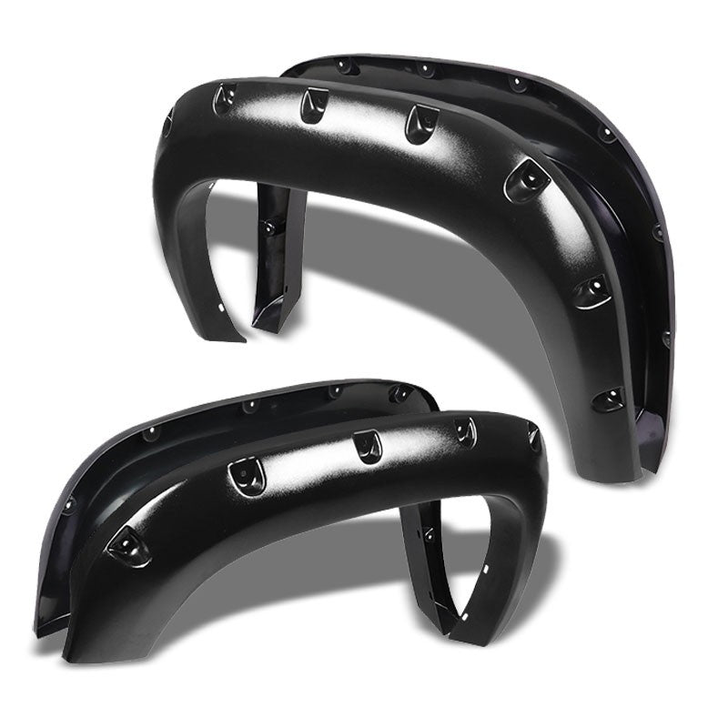 Matte Black ABS Pocket-Rivet Wheel Fender Flares For 07-13 Sierra 1500 69.3&quot; Bed-Exterior-BuildFastCar