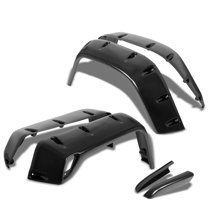 Matte Black ABS Pocket-Rivet Style Wheel Fender Flare For 97-06 Jeep Wrangler TJ-Exterior-BuildFastCar
