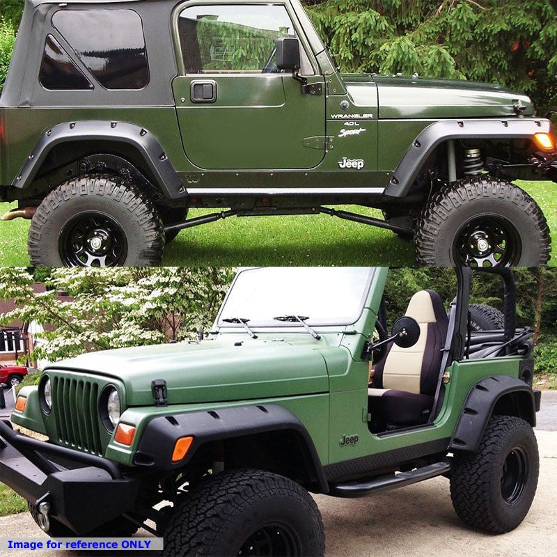 Matte Black ABS Pocket-Rivet Style Wheel Fender Flare For 97-06 Jeep Wrangler TJ-Exterior-BuildFastCar