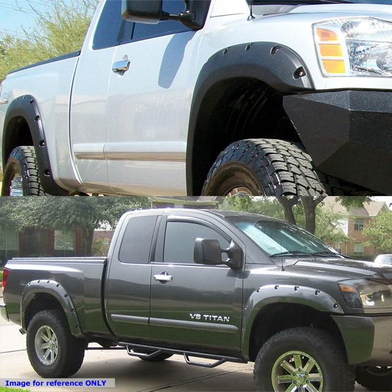 Matte Black ABS Pocket-Riveted T1 Wheel Fender Flares Guard For 04-14 Titan-Exterior-BuildFastCar