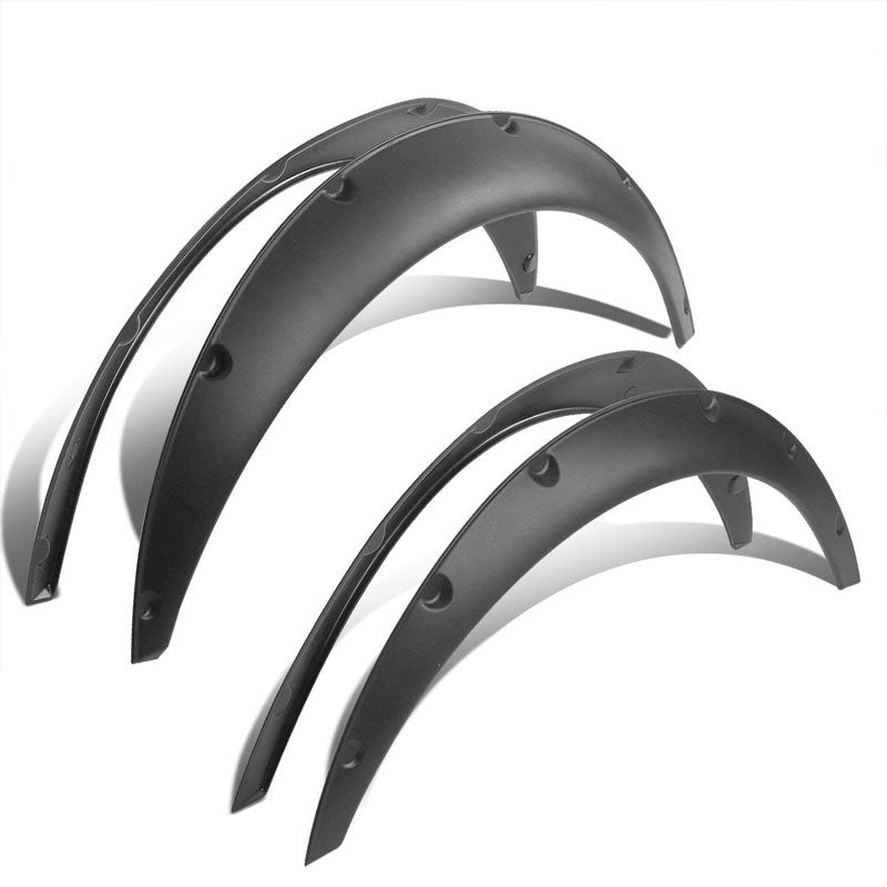 Black Pocket-Riveted Race Wheel Fender Flare Guard For Universal RWD 12.5"F/14"R-Exterior-BuildFastCar