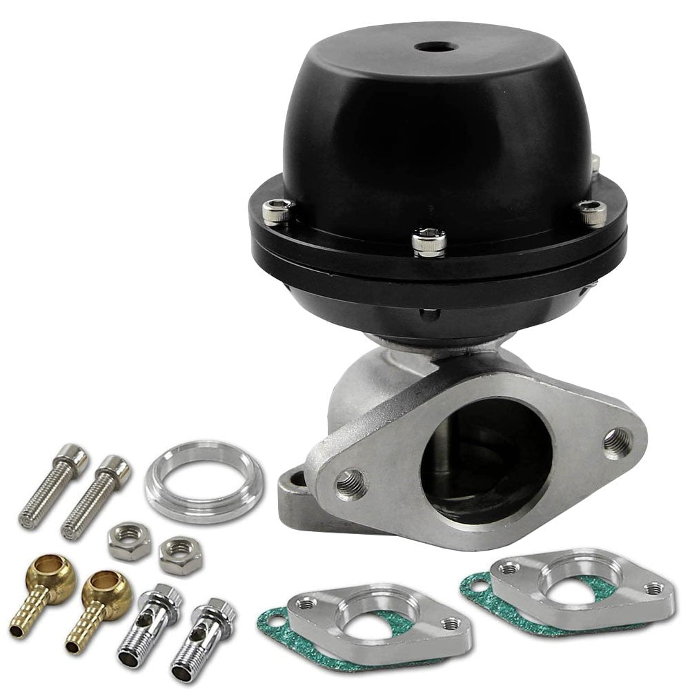 Universal T2 Black 38mm Turbo V-Band Wastegate WG Bypass Exhaust + 8 PSI Spring