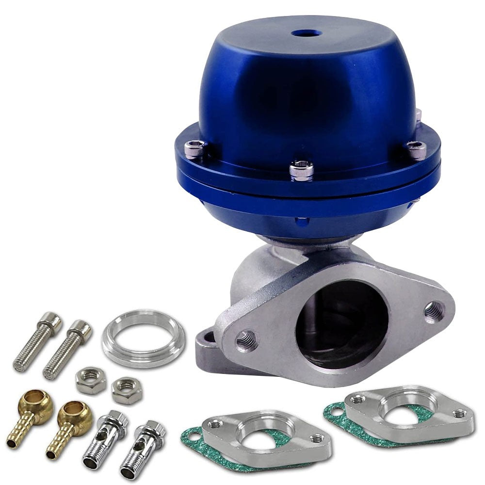Universal T2 Blue 38mm Turbo V-Band Wastegate WG Bypass Exhaust + 8 PSI Spring