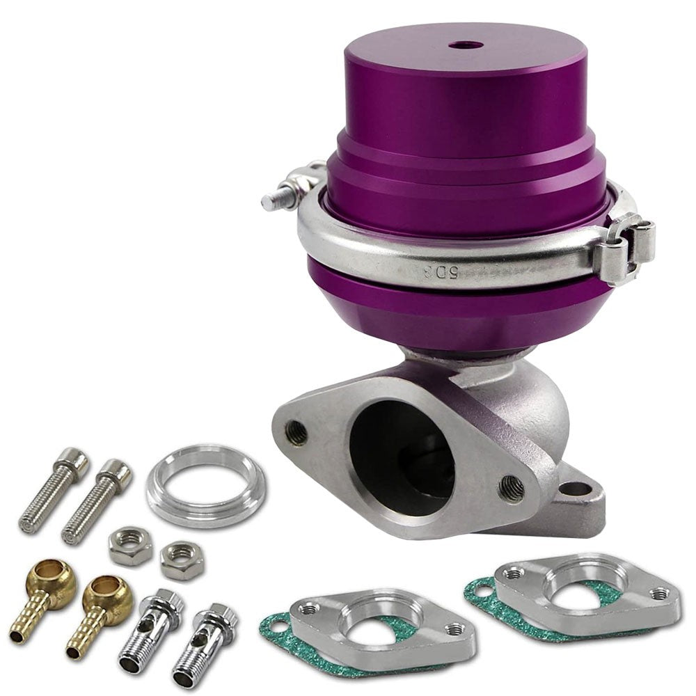 Universal Purple 38mm Turbo Manifold V-Band Wastegate Bypass Exhaust +PSI Spring
