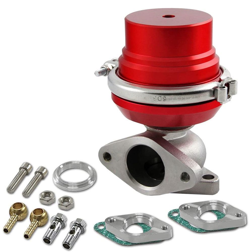 Universal Red 38mm Turbo Manifold V-Band Wastegate Bypass Exhaust +8 PSI Spring