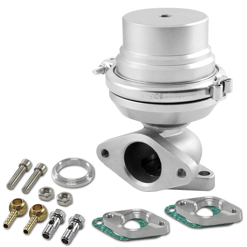 Universal Silver 38mm Turbo Manifold V-Band Wastegate Bypass Exhaust+8PSI Spring