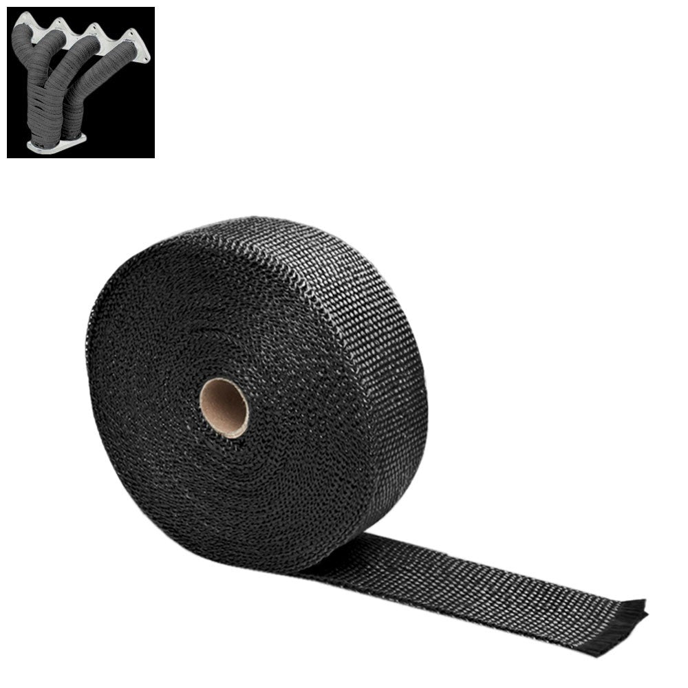 Black 2&quot;x 1/16x 15M/600&quot; T1 Exhaust Header Turbo Manifold Downpipe Heat Wrap-Exhaust Parts-BuildFastCar