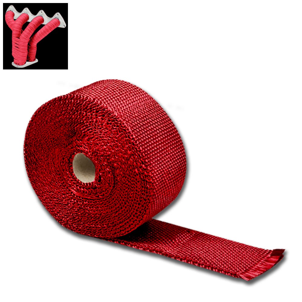 Red 2&quot;x 1/16x 10M/404&quot; T1 Exhaust Header Turbo Manifold Downpipe Heat Wrap-Exhaust Parts-BuildFastCar