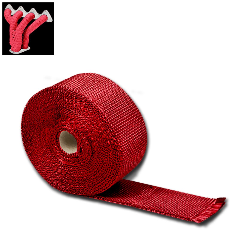 Red 2&quot;x 1/16x 7.5M/295&quot; T1 Exhaust Header Turbo Manifold Downpipe Heat Wrap-Exhaust Parts-BuildFastCar