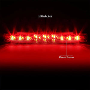 Chrome Housing Clear Len Rear Third Brake Red LED Light For 97-04 Corvette C5-Exterior-BuildFastCar