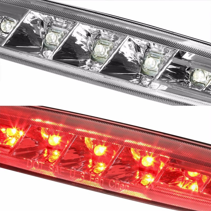 Chrome Housing Clear Len Rear Third Brake Red LED Light For 97-04 Corvette C5-Exterior-BuildFastCar