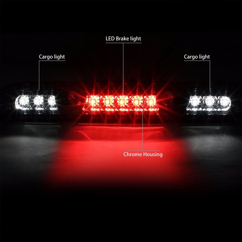 Chrome Housing Clear Len Rear Third Center Brake LED Light For Ford 15-16 F-150-Exterior-BuildFastCar