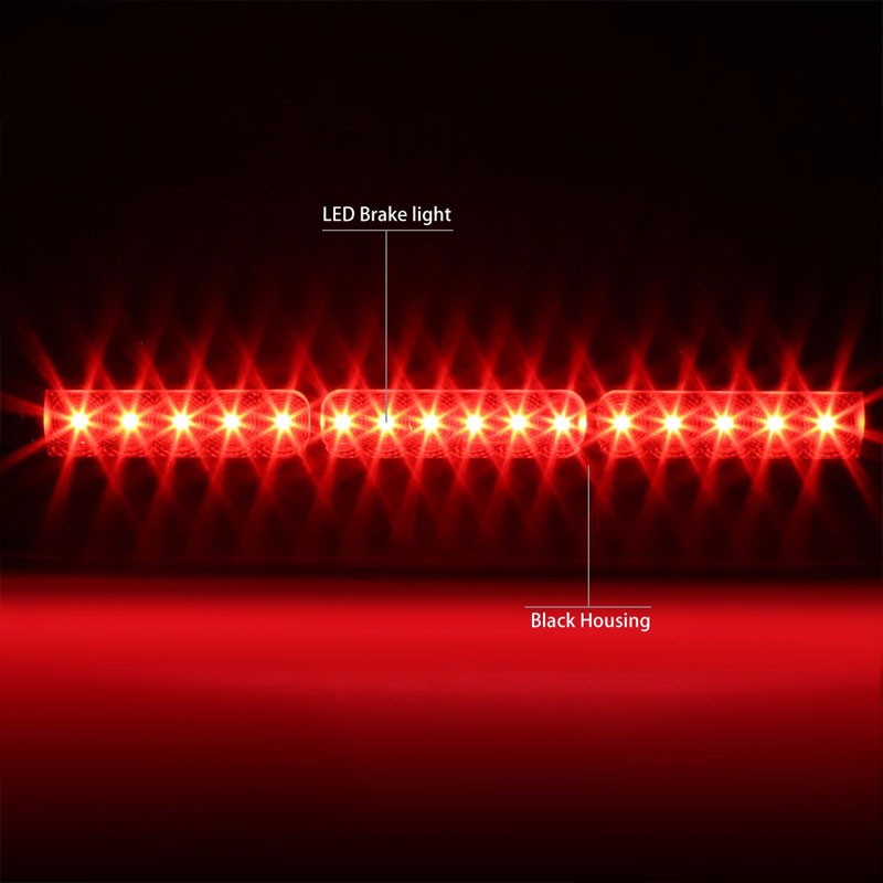 Black Housing Clear Len Rear Third Brake Red LED Light For Ford 97-03 F150/F250-Exterior-BuildFastCar