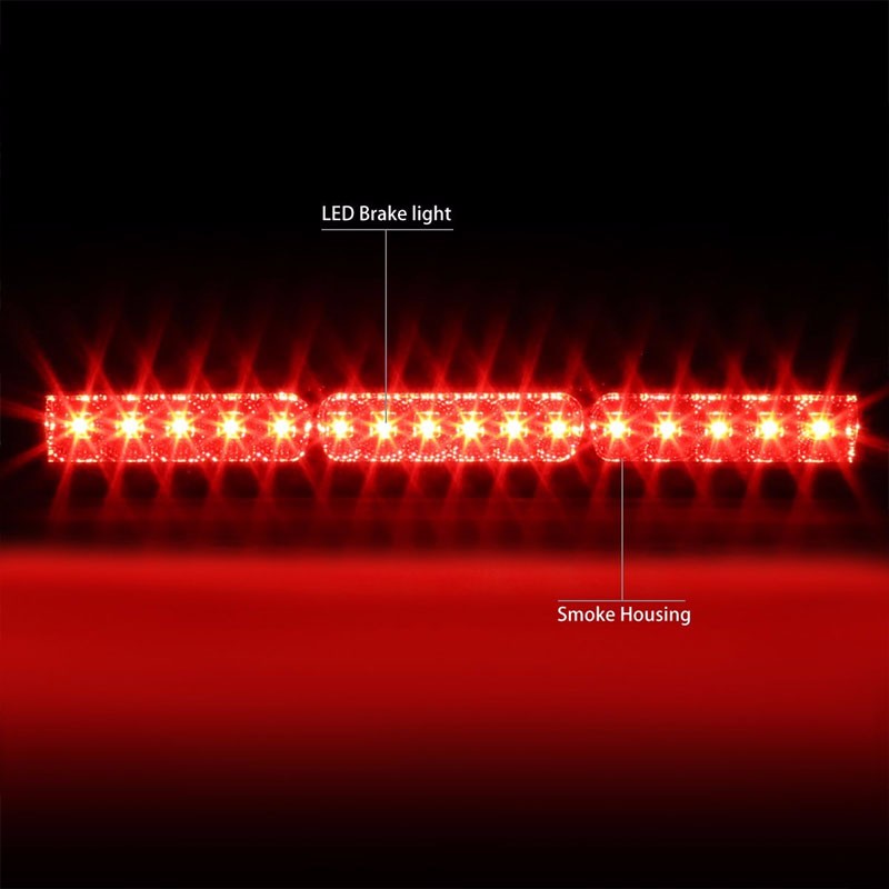 Chrome Housing Smoke Len Rear Third Brake Red LED Light For Ford 97-03 F150/F250-Exterior-BuildFastCar