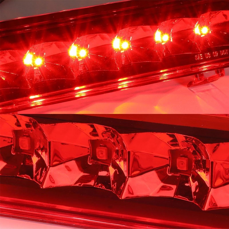 Red Lens/Chrome LED Bulb Rear 3RD Third Brake Light Lamp For 09-11 Ford Flex-Exterior-BuildFastCar