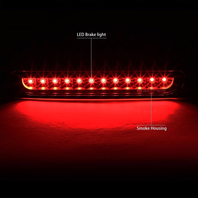 Black Housing Smoke Len Rear Third Brake LED Light For 07-14 FJ Cruiser DOHC-Exterior-BuildFastCar