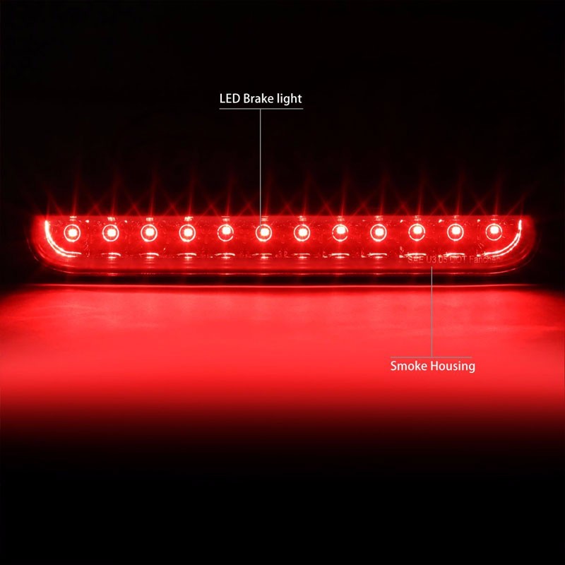 Chrome Housing Smoke Len Third Brake Red LED Light For 07-14 FJ Cruiser DOHC-Exterior-BuildFastCar