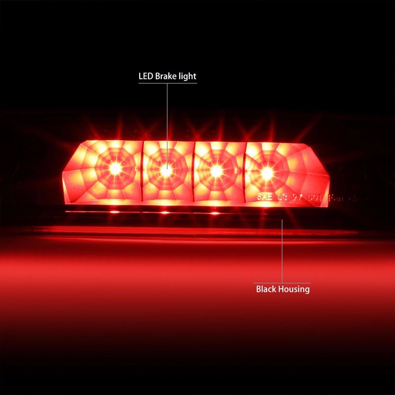 Black Housing Clear Len Third Brake LED Light For 97-01 Cherokee XJ 2.5L/4.0L-Exterior-BuildFastCar