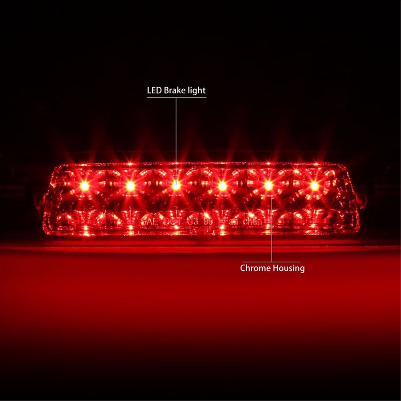 Chrome Housing Clear Len Third Brake Red LED Light For 01-03 Highlander XU20-Exterior-BuildFastCar