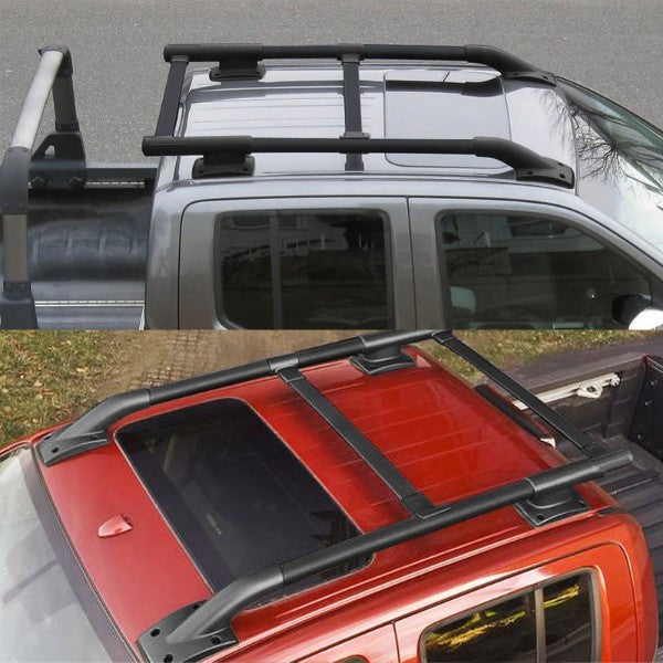 Black Aluminum Roof Rack Top Crossbar Utility Cargo Bar Rail For 05-17 Frontier-Exterior-BuildFastCar