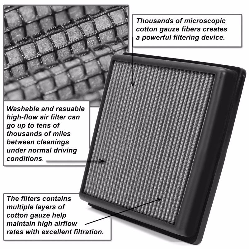 Reusable Silver High Flow Drop-In Panel Air Filter For Toyota 07-17 Camry 4CYL-Performance-BuildFastCar
