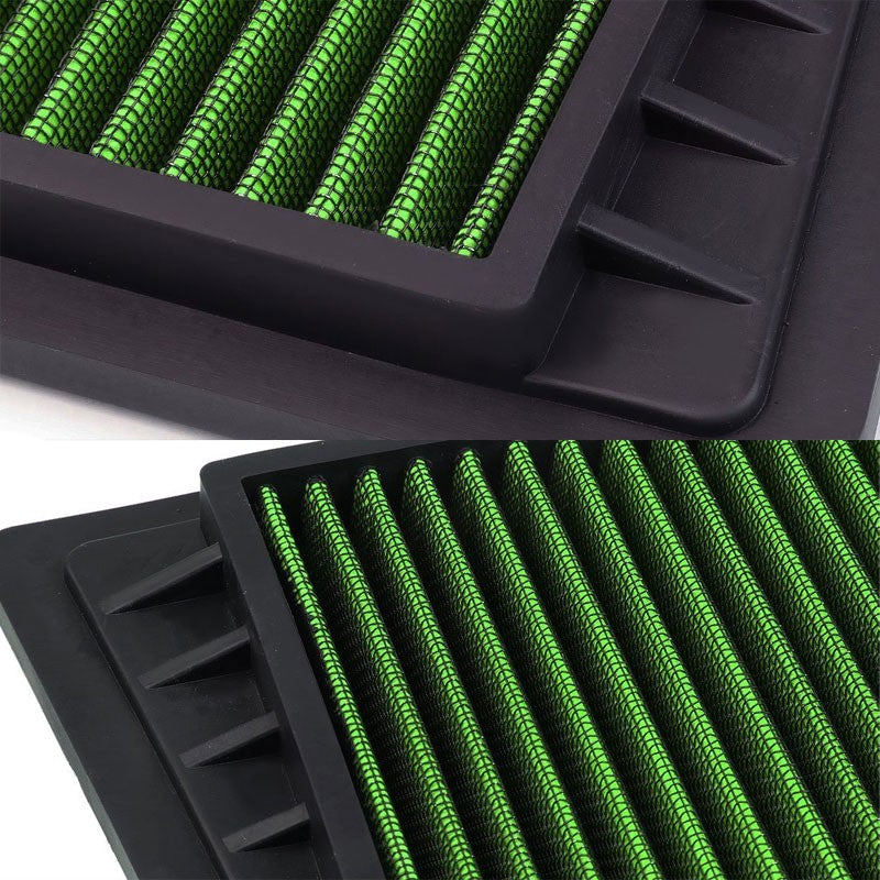 Green High Flow Washable/Reuse OE Drop-In Air Filter For 02-05 Liberty 2.4L-Performance-BuildFastCar