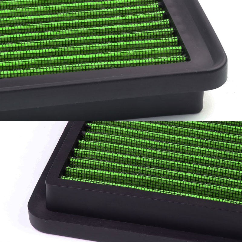 Green High Flow Washable Airbox Drop-In Panel Air Filter For 02-13 Avalanche-Performance-BuildFastCar