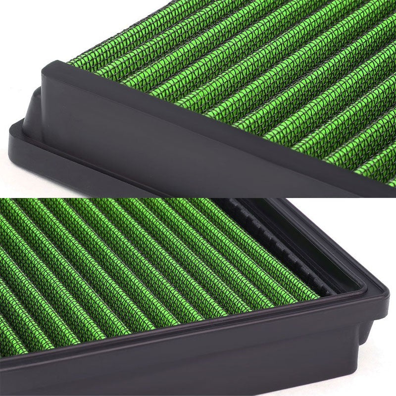 Green High Flow Reusable Airbox Drop-In Panel Air Filter For 00-04 Focus 2.0L-Performance-BuildFastCar