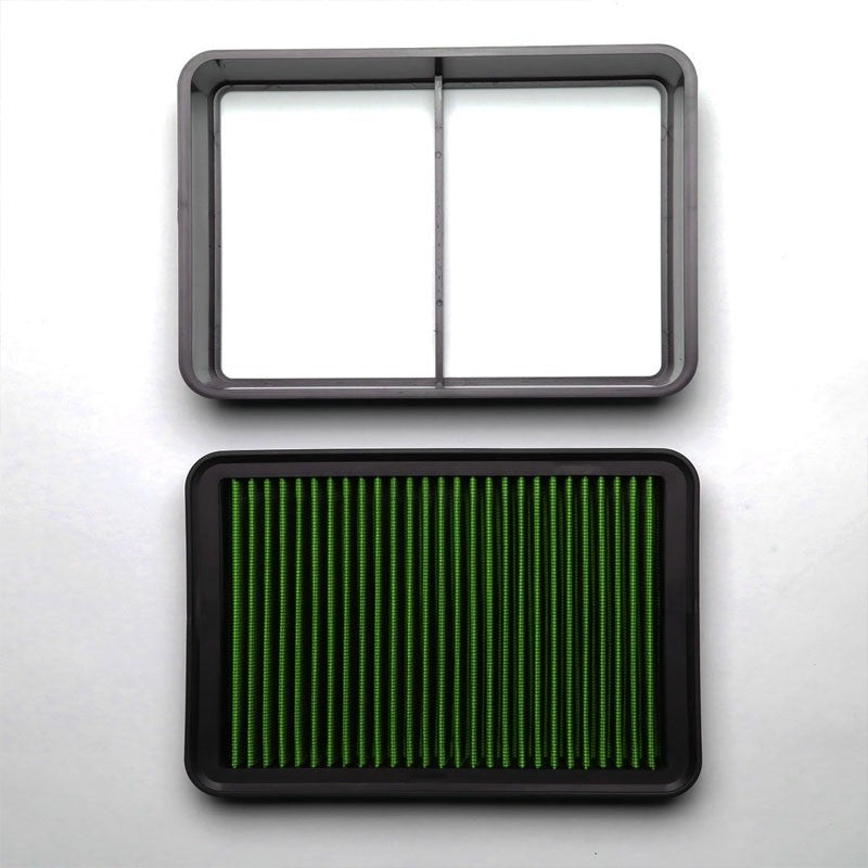 Green High Flow Washable/Reuse Airbox Drop-In Panel Air Filter For 08-15 Lancer-Performance-BuildFastCar