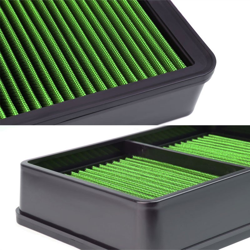 Green High Flow Washable/Reuse Airbox Drop-In Panel Air Filter For 08-15 Lancer-Performance-BuildFastCar