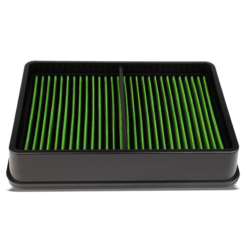 Green High Flow Washable/Reuse Airbox Drop-In Panel Air Filter For 08-15 Lancer-Performance-BuildFastCar